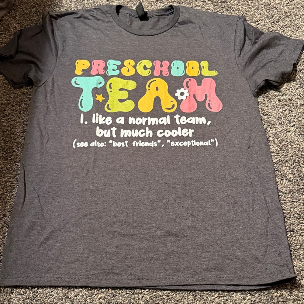 Gildan Charcoal Tee with Colorful Preschool Team Print